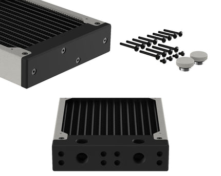 PrimoChill 360SL (30mm) EXIMO Modular Radiator, Black POM, 3x120mm, Triple Fan (R-SL-BK36) Available in 20+ Colors, Assembled in USA and Custom Watercooling Loop Ready - TX Matte Silver