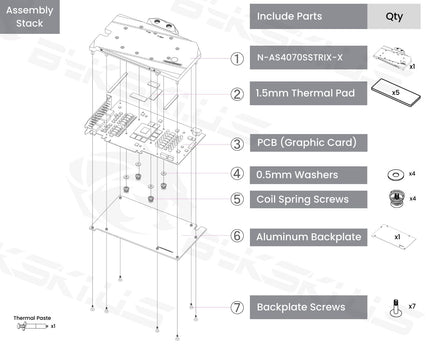 Bykski Full Coverage GPU Water Block and Backplate For ASUS STRIX GeForce RTX 4070/SUPER 012G GAMING (SELECT MODELS ONLY) (N-AS4070SSTRIX-X)