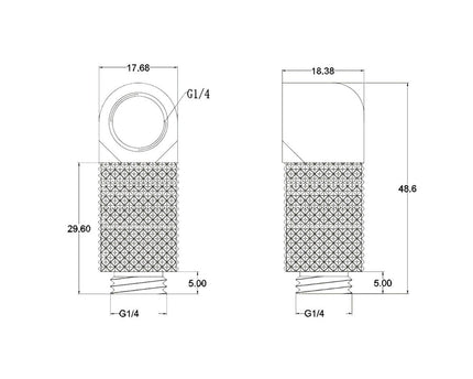 Bykski G 1/4in. Male to Female 90 Degree Rotary 25mm Extension Elbow Fitting (B-RD90-EXJ25) - Silver