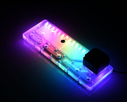 Bykski Distro Plate For COUGAR Panzer Evo - PMMA w/ 5v Addressable RGB(RBW) (RGV-CG-PanzerEvo-P-K) - DDC Pump With Armor