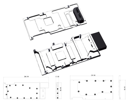 Bykski Durable Metal/POM GPU Water Block w/Active Backplate for Leadtek RTXA6000/Nvidia Tesla A40 48G (N-RTXA6000-TC-V3) - Continuous Usage