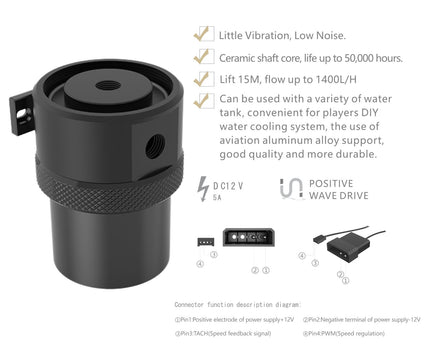 Bykski CP-DWPB-X High-Performance Industrial Grade PWM Water Pump - 1400L/H Flow Rate For Custom Watercooling Cooling Systems (CP-DWPB-X)