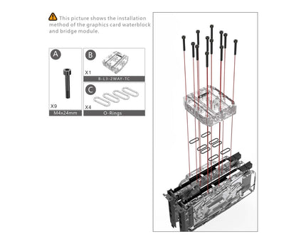 Bykski Dual GPU 40mm SLI/CF Connection Bridge Block for TC Blocks - (B-L3-2WAY-TC)