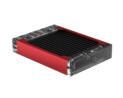 PrimoChill 120SL (30mm) EXIMO Modular Radiator, Clear Acrylic, 1x120mm, Single Fan (R-SL-A12) Available in 20+ Colors, Assembled in USA and Custom Watercooling Loop Ready - Candy Red