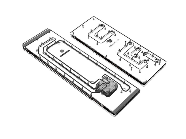 Bykski Dual Distro Plate For Thermaltake CTE C750 PMMA w/ 5v Addressable RGB(RBW) (RGV-TT-C750-A1-P-K) - DDC Pump With Armor