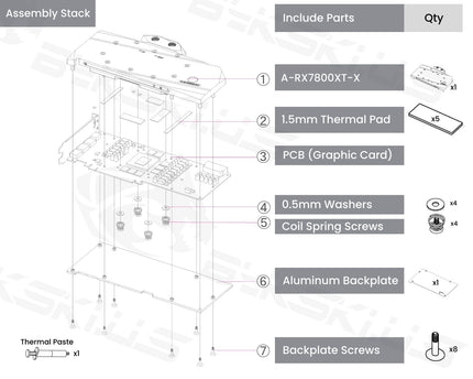 Bykski Full Coverage GPU Water Block and Backplate For AMD Radeon RX 7800 XT (A-RX7800XT-X)