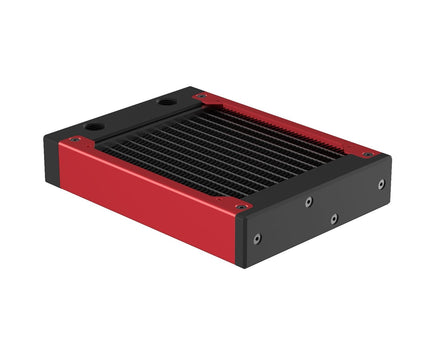 PrimoChill 120SL (30mm) EXIMO Modular Radiator, Black POM, 1x120mm, Single Fan (R-SL-BK12) Available in 20+ Colors, Assembled in USA and Custom Watercooling Loop Ready - Candy Red