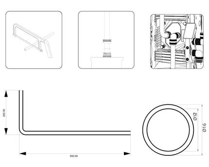 PrimoChill 90 Degree Pre-Bent 12mm ID x 16mm OD Rigid PMMA/Acrylic Tube - 200mm x 500mm - 4 Pack - Clear