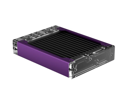 PrimoChill 120SL (30mm) EXIMO Modular Radiator, Clear Acrylic, 1x120mm, Single Fan (R-SL-A12) Available in 20+ Colors, Assembled in USA and Custom Watercooling Loop Ready - Candy Purple