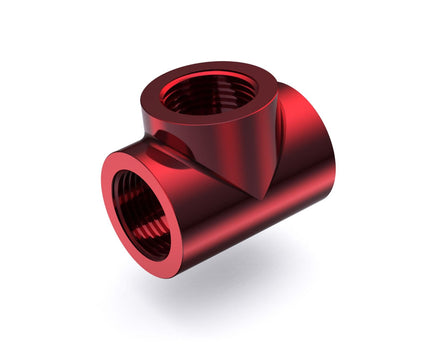 Bykski G 1/4in. Triple Female 90 Degree T Adapter Fitting (CC-TE3-X-V2) - Red