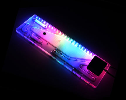 Bykski Distro Plate For PHANTEKS 719LTG  - PMMA w/ 5v Addressable RGB (RBW) (RGV-PHA-719-P-K) - DDC Pump With Armor