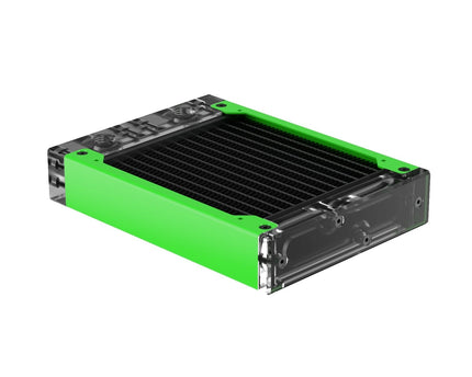 PrimoChill 120SL (30mm) EXIMO Modular Radiator, Clear Acrylic, 1x120mm, Single Fan (R-SL-A12) Available in 20+ Colors, Assembled in USA and Custom Watercooling Loop Ready - UV Green