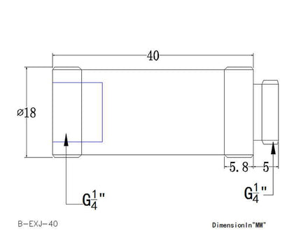 Bykski G 1/4in. Male/Female Extension Coupler - 40mm (B-EXJ-40) - Black