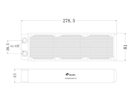 Bykski 80mm x 45mm RC Series Radiator, 80mm x 3, Triple Fan (CR-RD80X3RC-TK)