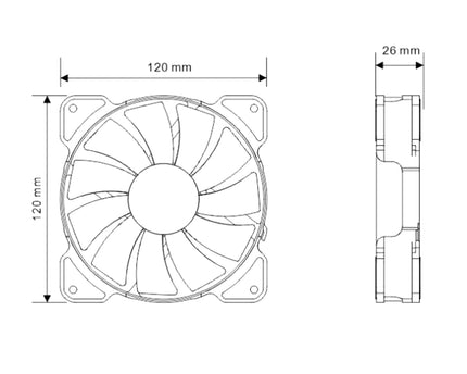 Bykski 120mm x 25mm 12V RGB LED High Pressure Fan - 1500 RPM / 64.8 CFM (CF-RGB-X-V2)