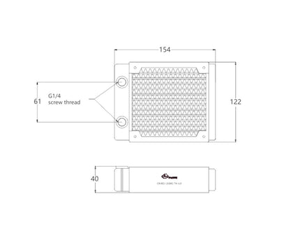 Bykski 120mm x 40mm RC Series Radiator, 120mm x 1, Single Fan (CR-RD120RC-TK-V2)