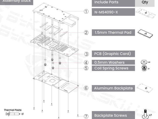 Bykski Metal/POM GPU Water Block and Backplate For MSI GeForce RTX 4090 Turbo (N-MS4090-X)