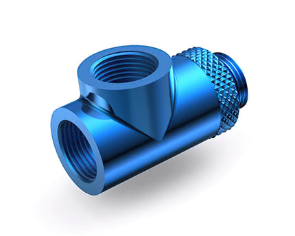 Bykski G 1/4in. Male to Dual Female 90 Degree Rotary T Adapter Fitting (CC-TE3DTSO-X-V2) - Blue