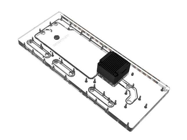 Bykski Distro Plate For LIAN LI O11EVOXL - PMMA w/ 5v Addressable RGB(RBW) (RGV-LAN-O11EVOXL-P-K) - DDC Pump With Armor