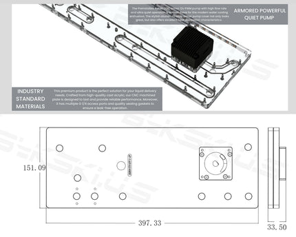 Bykski Distro Plate For Thermaltake VIEW 71- PMMA w/ 5v Addressable RGB (RBW) (RGV-TT-V71-P-K) - DDC Pump With Armor