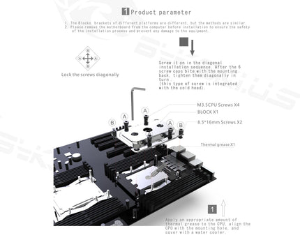 Bykski CPU-SR3647-X XEON CPU Water Cooling Block - Full Metal - Nickel Plated - Gray (CPU-SR3647-X) (LGA 3647) - Square