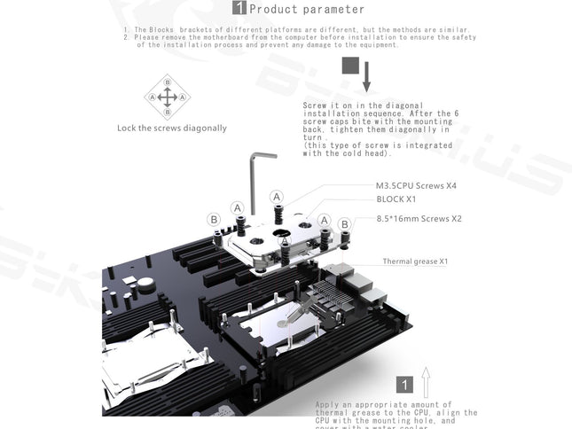 Bykski CPU-SR3647-X XEON CPU Water Cooling Block - Full Metal - Nickel Plated - Gray (CPU-SR3647-X) (LGA 3647) - Square