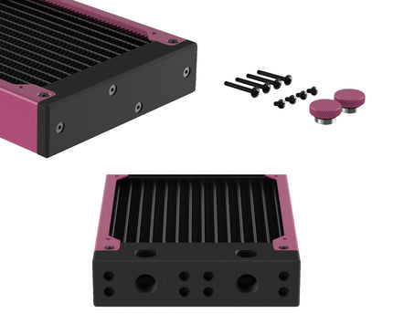 PrimoChill 120SL (30mm) EXIMO Modular Radiator, Black POM, 1x120mm, Single Fan (R-SL-BK12) Available in 20+ Colors, Assembled in USA and Custom Watercooling Loop Ready - Magenta