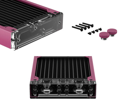 PrimoChill 120SL (30mm) EXIMO Modular Radiator, Clear Acrylic, 1x120mm, Single Fan (R-SL-A12) Available in 20+ Colors, Assembled in USA and Custom Watercooling Loop Ready - Magenta