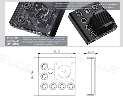 Bykski 120 Universal Distro Plate Enhanced Protection with Full Armor PMMA w/ 5v Addressable RGB (RBW) - (RGV-DDC-X-TK120-K) - DDC Pump With Armor