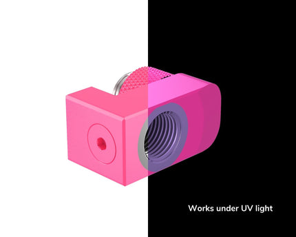 PrimoChill Male to Female G 1/4in. Supported Offset Rotary Fitting - UV Pink