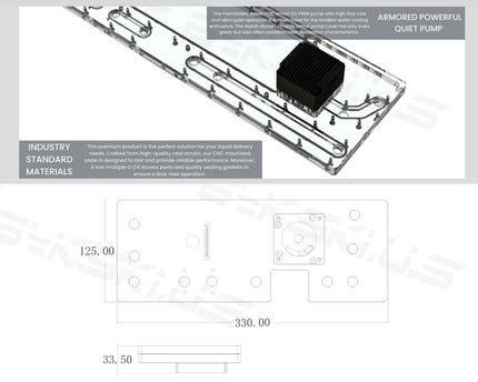 Bykski Distro Plate For InWin 905 - PMMA w/ 5v Addressable RGB(RBW) (RGV-INW-905-P-K) - DDC Pump With Armor