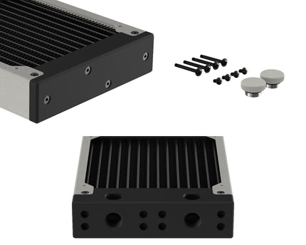 PrimoChill 120SL (30mm) EXIMO Modular Radiator, Black POM, 1x120mm, Single Fan (R-SL-BK12) Available in 20+ Colors, Assembled in USA and Custom Watercooling Loop Ready - TX Matte Silver