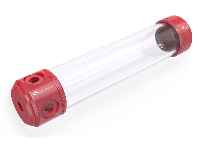 Bykski 50mm Anodized Aluminum Cylindrical Reservoir - 260mm (CT-AL-V2) - Red