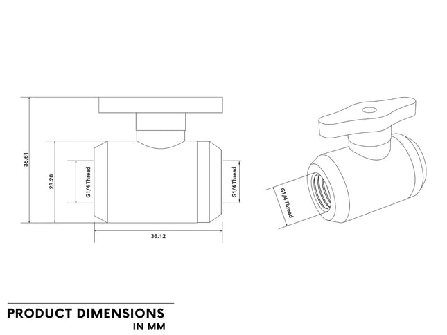 Bykski G 1/4in. Female to Female Drain Ball Valve (B-DV-CEV2) - Black