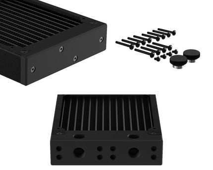 PrimoChill 360SL (30mm) EXIMO Modular Radiator, Black POM, 3x120mm, Triple Fan (R-SL-BK36) Available in 20+ Colors, Assembled in USA and Custom Watercooling Loop Ready - TX Matte Black