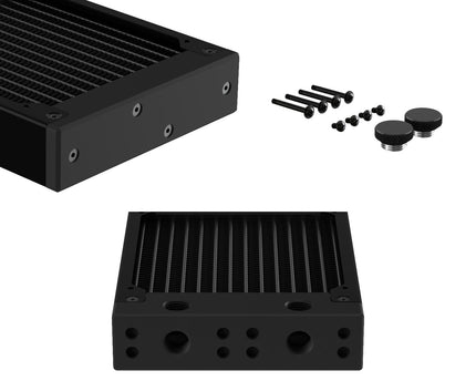 PrimoChill 120SL (30mm) EXIMO Modular Radiator, Black POM, 1x120mm, Single Fan (R-SL-BK12) Available in 20+ Colors, Assembled in USA and Custom Watercooling Loop Ready - Satin Black