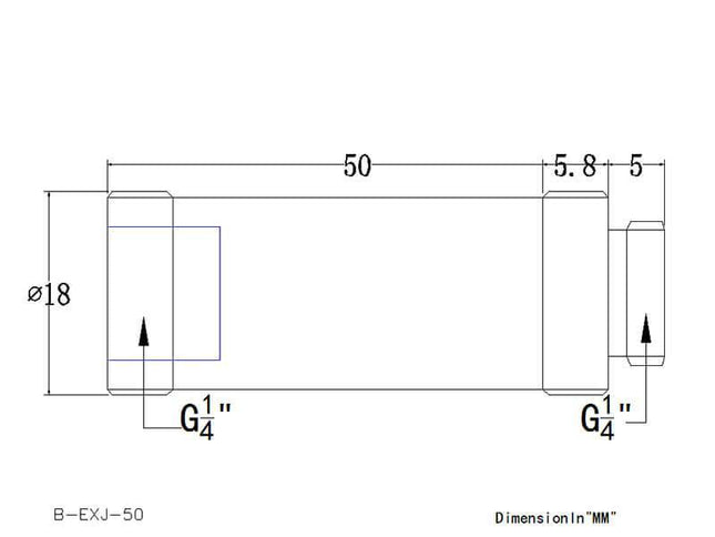 Bykski G 1/4in. Male/Female Extension Coupler - 50mm (B-EXJ-50) - Black