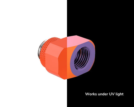 PrimoChill InterConnect SX Male to Female G 1/4in. Offset Full Rotary Fitting - UV Orange