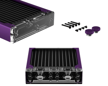 PrimoChill 120SL (30mm) EXIMO Modular Radiator, Clear Acrylic, 1x120mm, Single Fan (R-SL-A12) Available in 20+ Colors, Assembled in USA and Custom Watercooling Loop Ready - Candy Purple