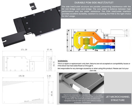 Bykski Metal/POM GPU Water Block and Backplate For NVIDIA TESLA L20 (N-TESLA-L20-X)