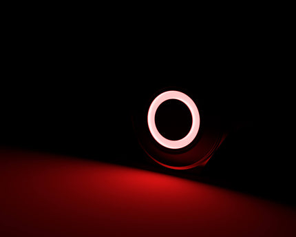 PrimoChill Silver Aluminum Momentary Vandal Switch -16mm - Ring Illumination - Red LED - Red LED Ring