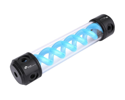 Bykski 50mm Cylindrical DNA Reservoir - Black POM - 260mm w/ LED strip (CT-DNA-POM-V2-260) - Blue