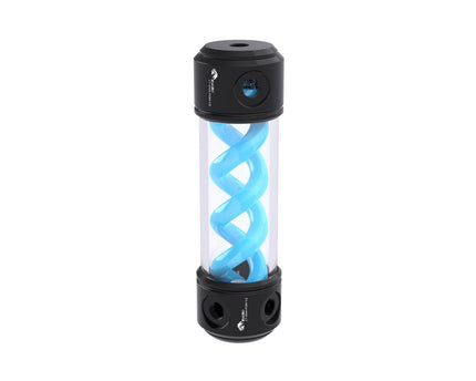 Bykski 50mm Cylindrical DNA Reservoir - Black POM - 190mm w/ LED strip (CT-DNA-POM-V2-190) - Blue