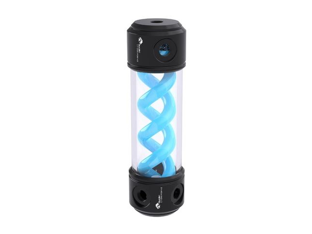 Bykski 50mm Cylindrical DNA Reservoir - Black POM - 190mm w/ LED strip (CT-DNA-POM-V2-190) - Blue