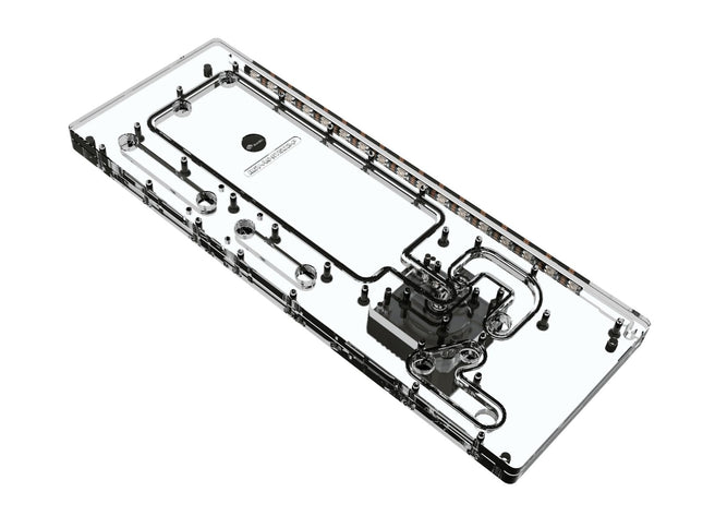 Bykski Distro Plate For ASUS TUF Gaming GT502 PMMA w/ 5v Addressable RGB (RBW) (RGV-AS-GT502-P-K) - DDC Pump With Armor