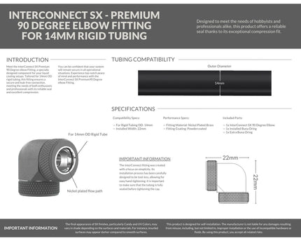 PrimoChill InterConnect SX Premium 90 Degree Elbow Adapter Fitting for 14MM Rigid Tubing (FA-9014) - TX Matte Gun Metal