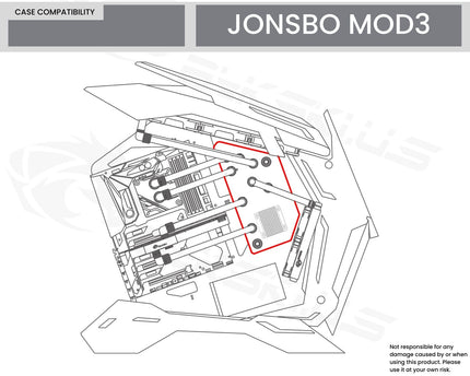 Bykski Distro Plate For JONSBO MOD3 - PMMA w/ 5v Addressable RGB(RBW) (RGV-JSB-MOD3-P-V3-K) - DDC Pump With Armor