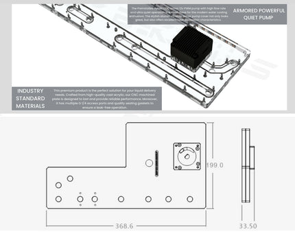 Bykski Distro Plate For Master Cosmos II - PMMA w/ 5v Addressable RGB(RBW) (RGV-CM-COS2-25TH-P-KG) - DDC Pump With LCD