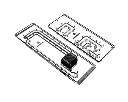 Bykski Dual Distro Plate For Thermaltake CTE C750 PMMA w/ 5v Addressable RGB(RBW) (RGV-TT-C750-A1-P-K) - DDC Pump With Armor