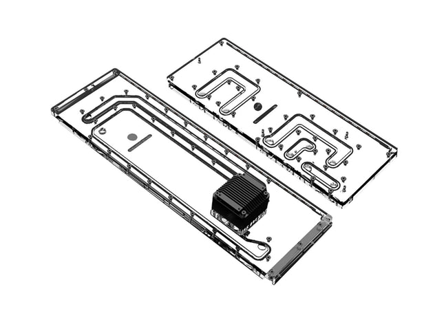 Bykski Dual Distro Plate For Thermaltake CTE C750 PMMA w/ 5v Addressable RGB(RBW) (RGV-TT-C750-A1-P-K) - DDC Pump With Armor